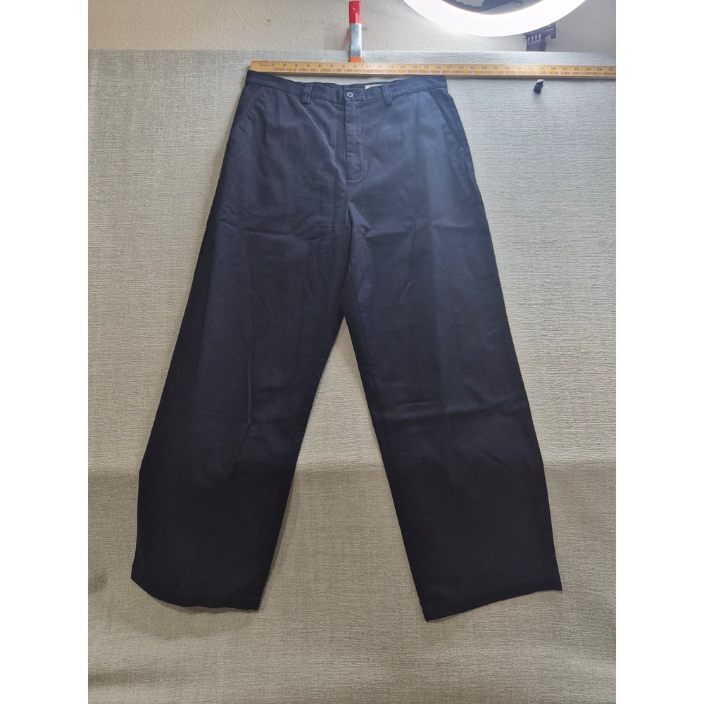 Eddie Bauer Chino Pants Women 16 Navy Blue Cotton Flat Front Travel Straight Leg